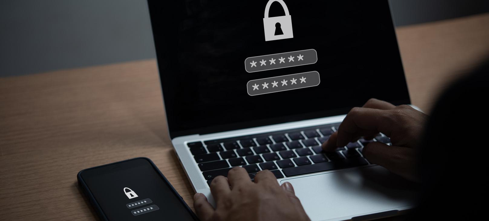 laptop and mobile phone with encryption key lock 2025 03 07 19 05 10 utc